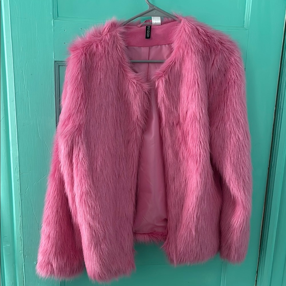 H&M Pink Faux Fur Jacket